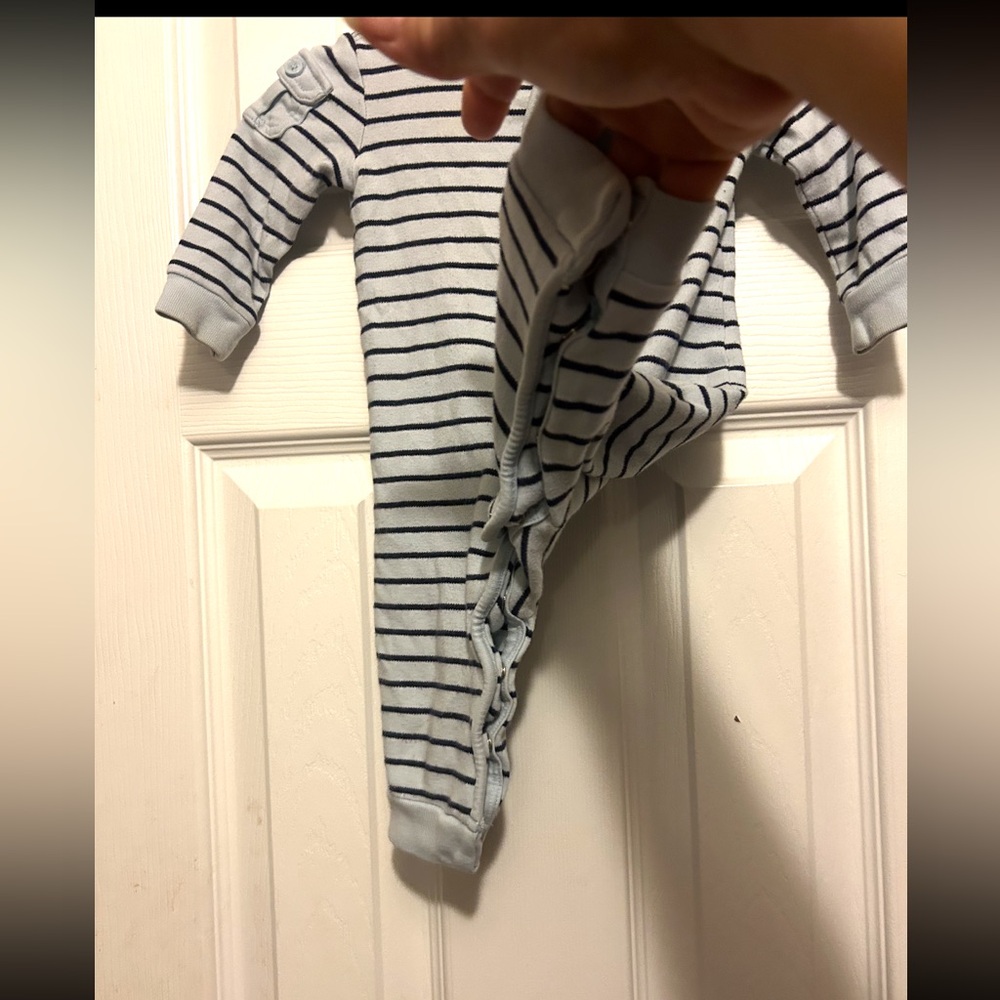 Cute😊Ralph Lauren🏇Baby👶🏻Boys’👦🏻Light Blue Striped Coverall Sz 6M - Picture 3 of 5